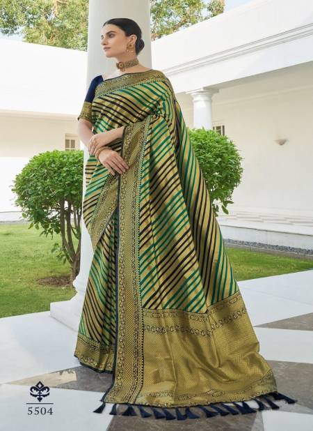 Dark Green Colour RAJYOG ANANYA SILK Designer Heavy Wedding Wear Pure Silk Stripe Paithani Printed Saree Collection 5504